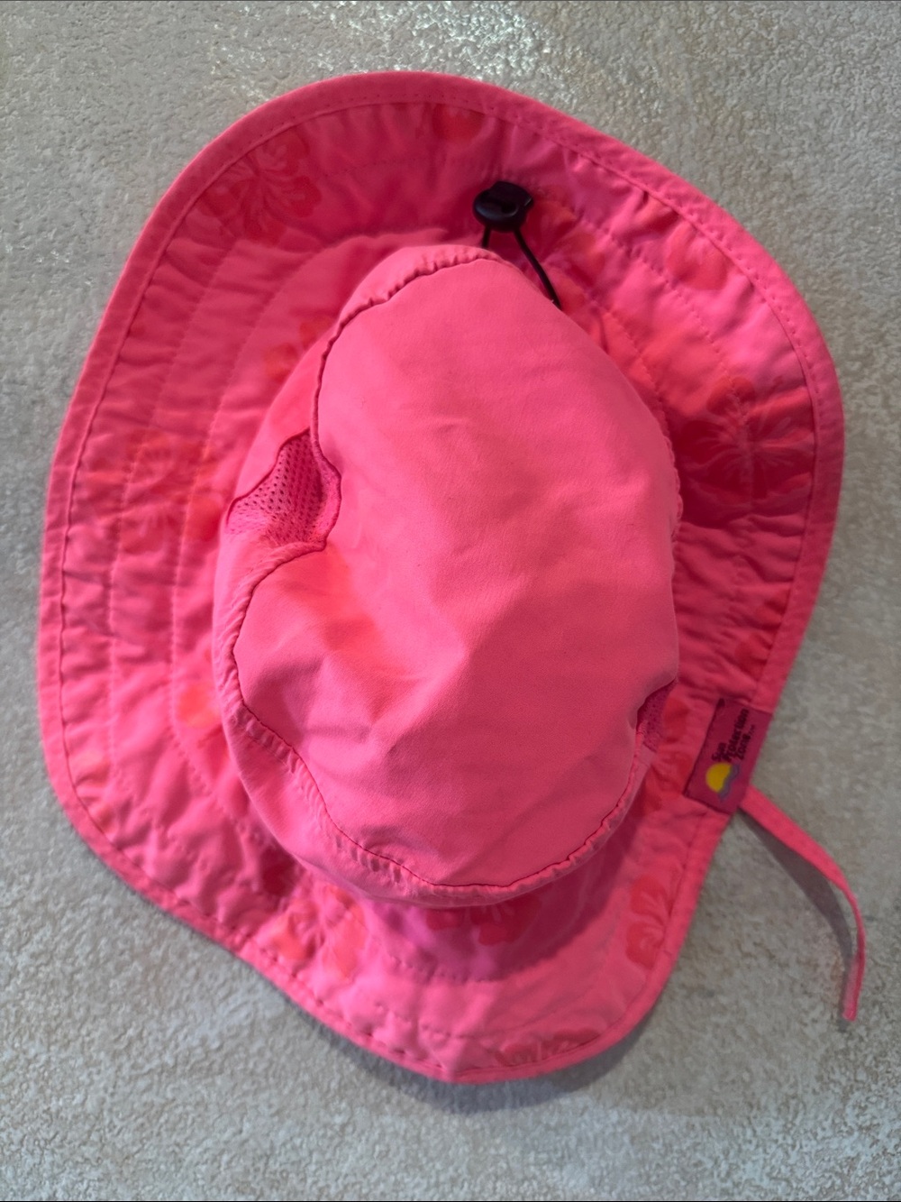 Kids Pink Sun Bucket Hat with Chin Strap